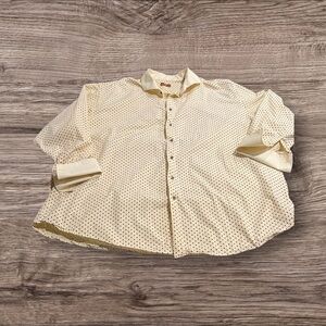 Steven Land Men’s Yellow Polka Dot Tall Dress Shirt Size 20/16-17